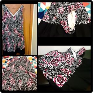 "Sheroes" Pink and Black Flair Flower Dress